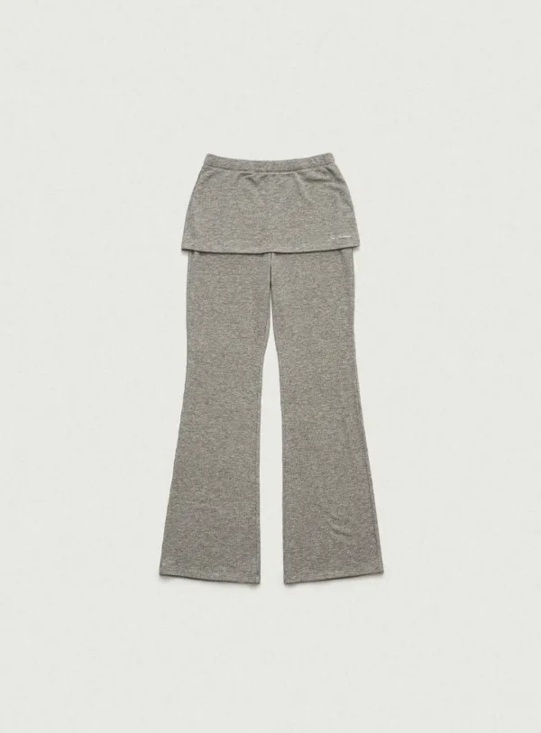 Ron Layered Skirt Pants_Melange Grey