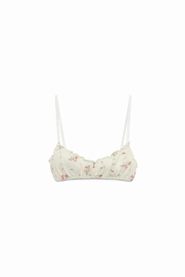 Floral Print Waﬄe Bra
