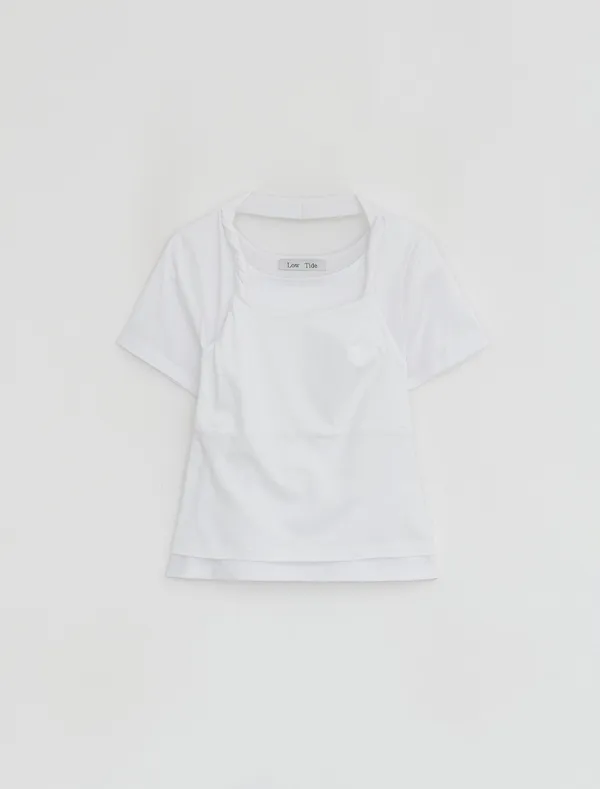 TWIST LAYERED T-SHIRT [WHITE]