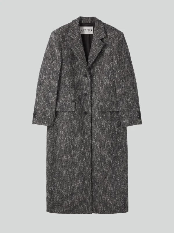 SLEEVE CREASE HERRINGBONE COAT (BLACK)