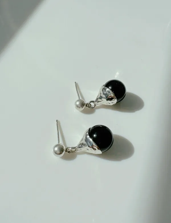 Onyx Bell Drop Earrings