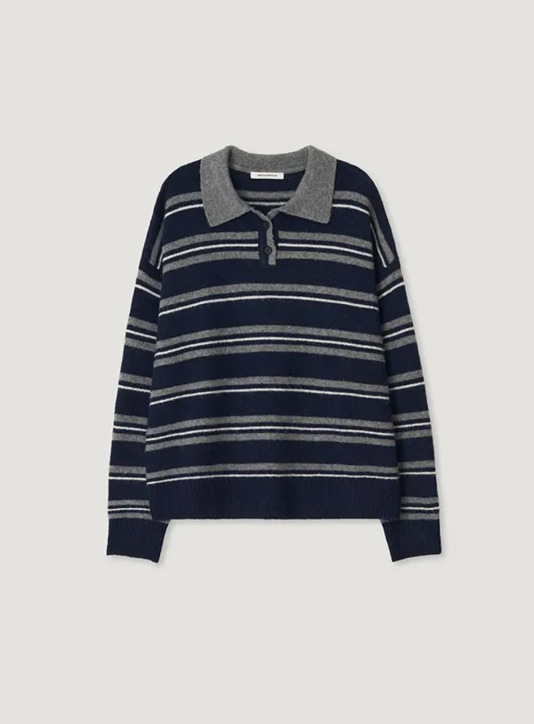 HERRY STRIPE KNIT_NAVY