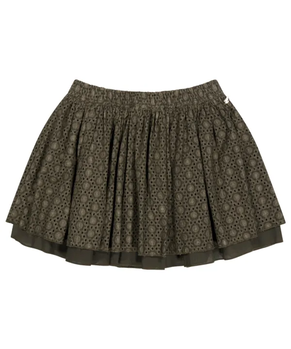 FLOWER PUNCHING SKIRT BROWN