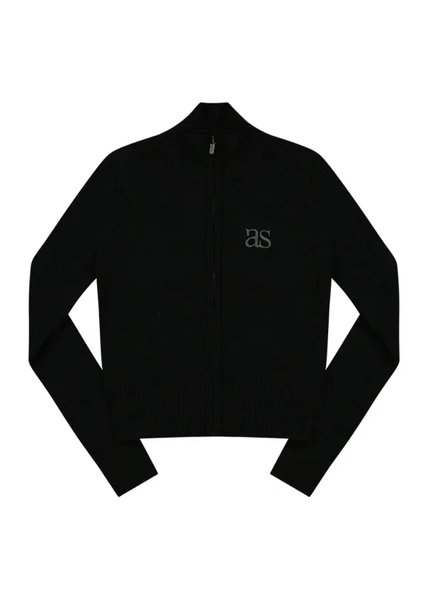 MARON KNIT ZIP-UP / BLACK