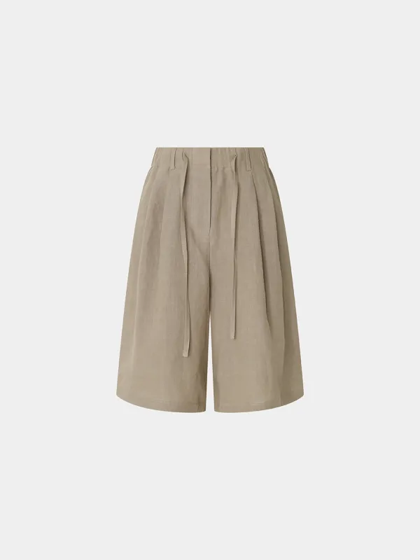 Aro linen elastic-waist half PT