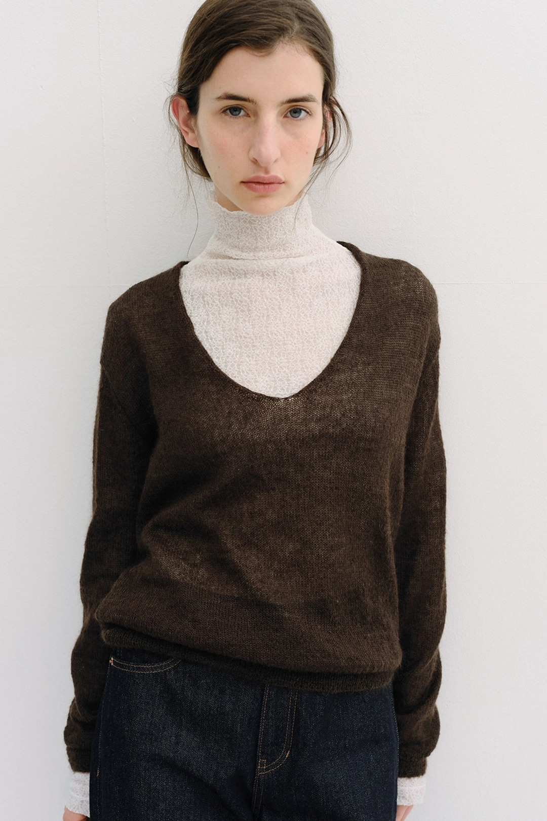블랭크공삼 royal kid mohair v-neck pullover (brown) 상품 이미지 2
