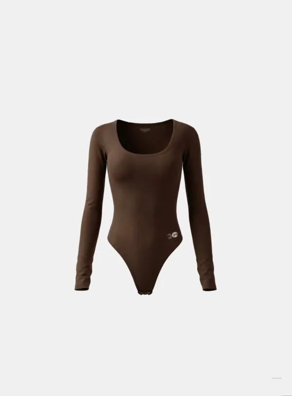 [w-jst26-011] Everyday Scoop Neck Bodysuit - Brown