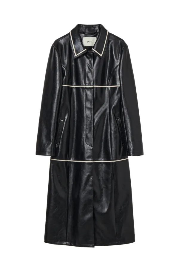 FAUX LEATHER CONTRAST JACKET IN BLACK
