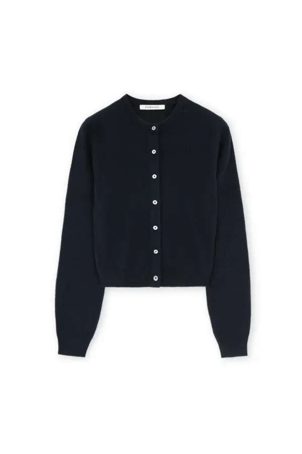 W Round Cardigan, Dark Navy