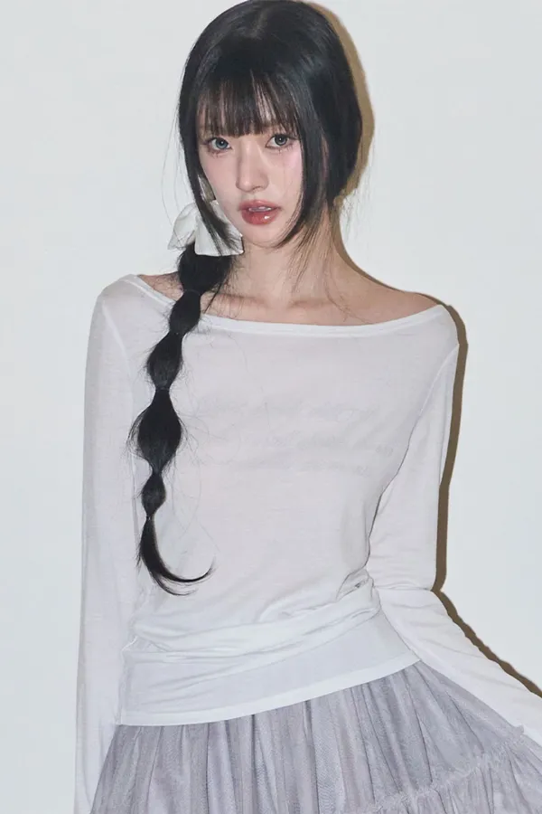 베이직 보트넥 롱슬리브 화이트