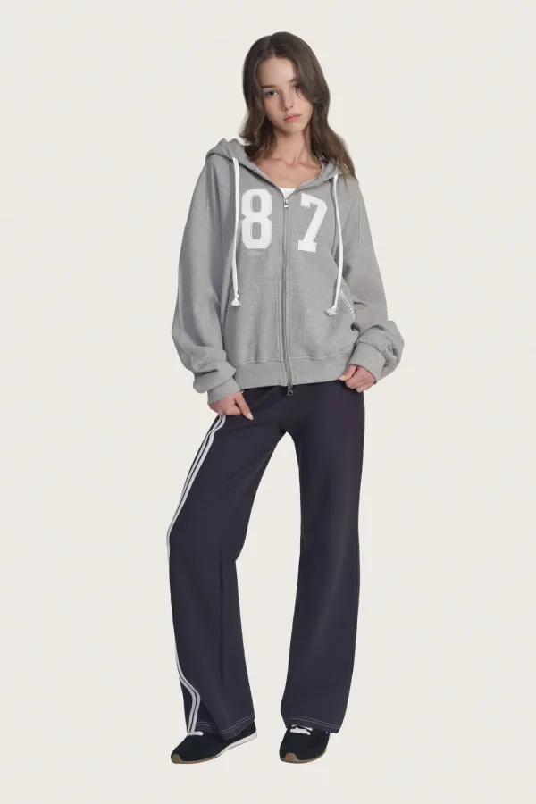 87 Waffle hooded zip-up, Gray