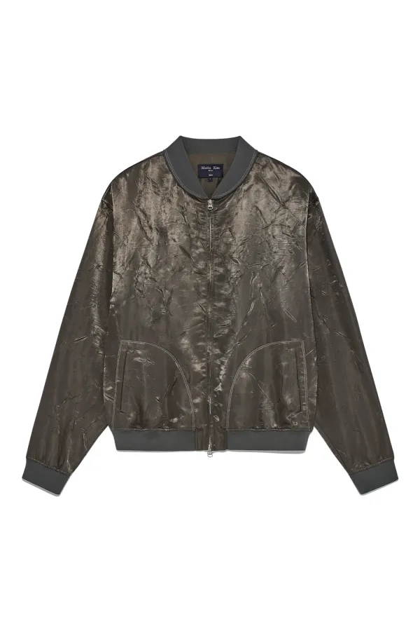 BACK LOGO CRINKLE BLOUSON FOR MEN IN KHAKI