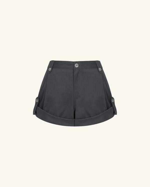 Veila Cotton Roll-Up Shorts (Charcoal)