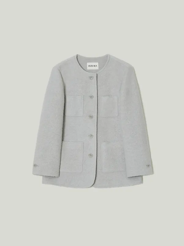 Overfit Single Tweed Jacket Ash Mint