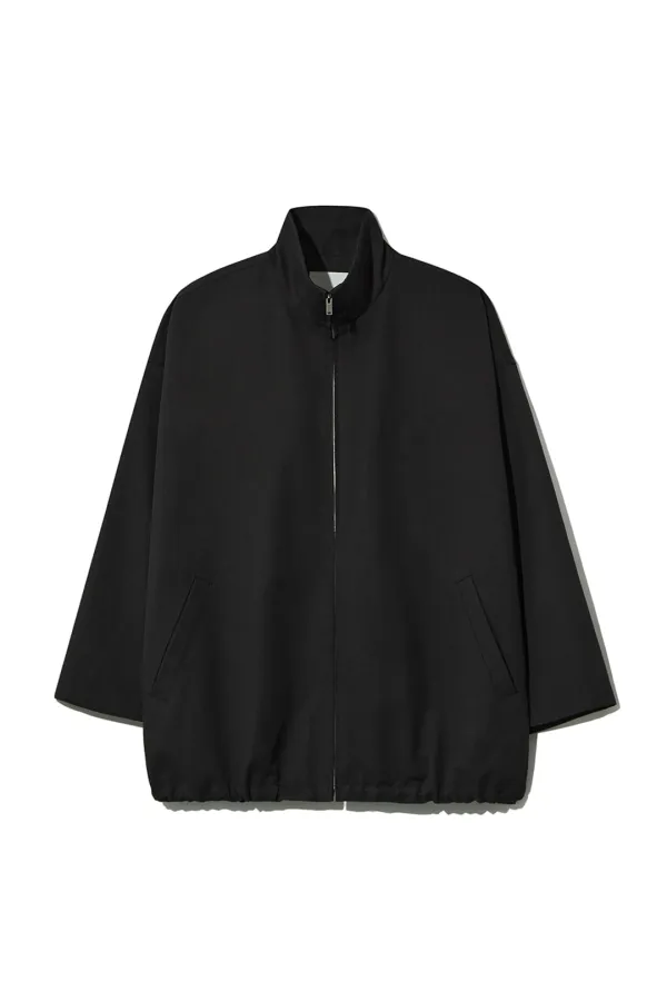 STRUCTURED HIGH NECK COTTON JACKET [BLACK]