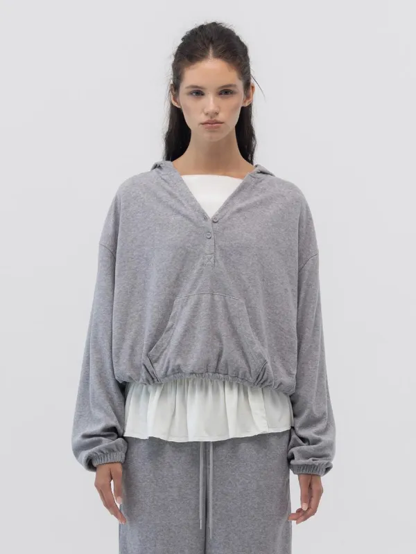 SNUG TERRY V-CUT HOODIE (MELANGE GRAY)