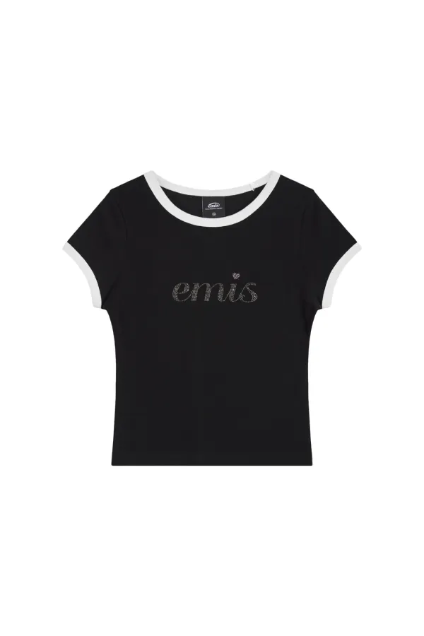 LETTERING RHINESTONE T-SHIRT-BLACK