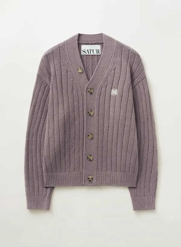 Faro Over Size Boucle Cardigan - Vintage Purple