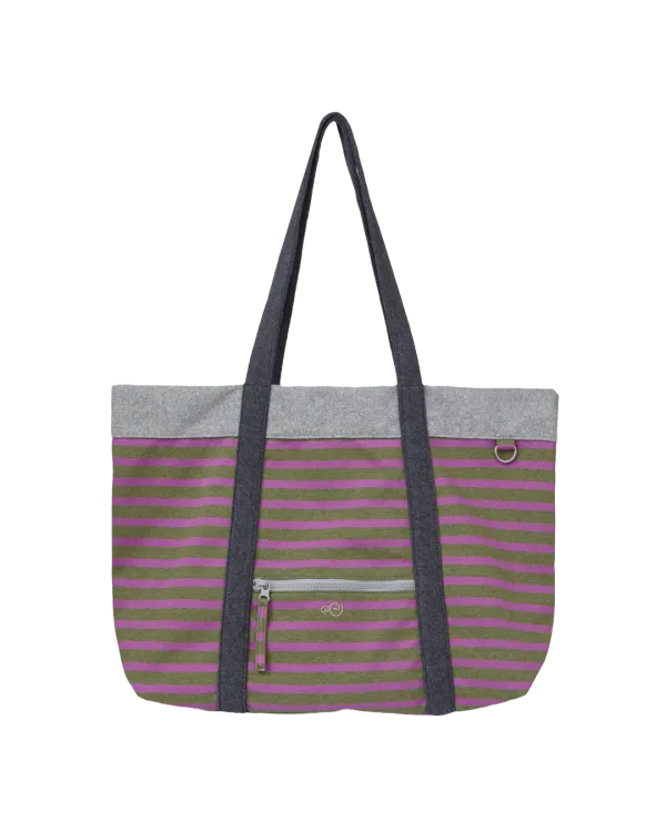 STRIPE BIG TOTE BAG [OLIVE]