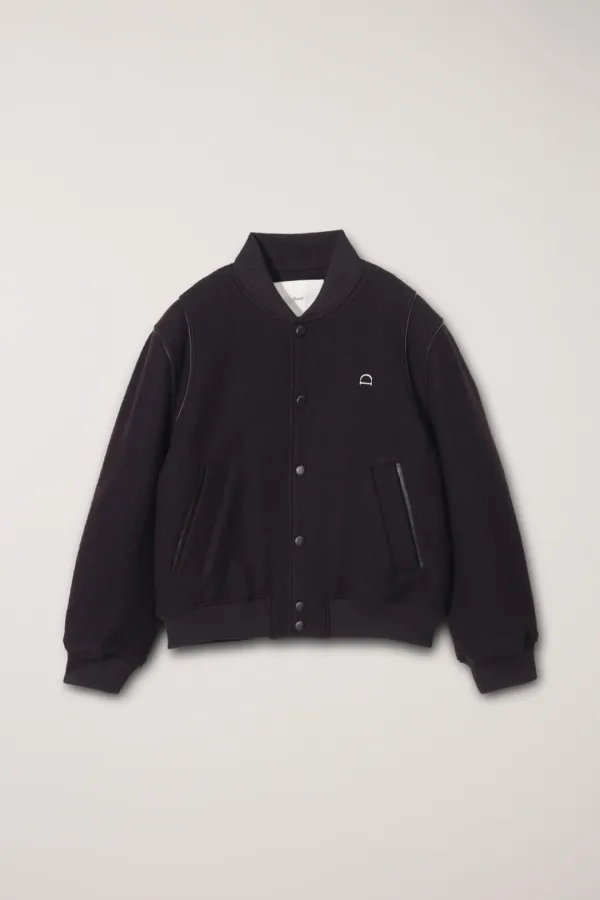 UNISEX BOUCLE WOOL VARSITY JACKET BROWN
