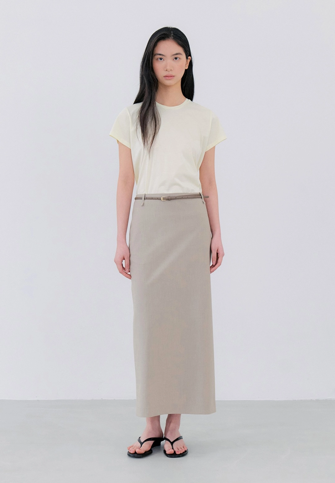 노티아 STANDARD FIT SUMMER LONG SKIRT - BEIGE 상품 이미지 1