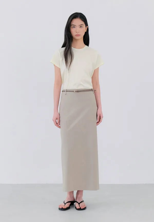 STANDARD FIT SUMMER LONG SKIRT - BEIGE