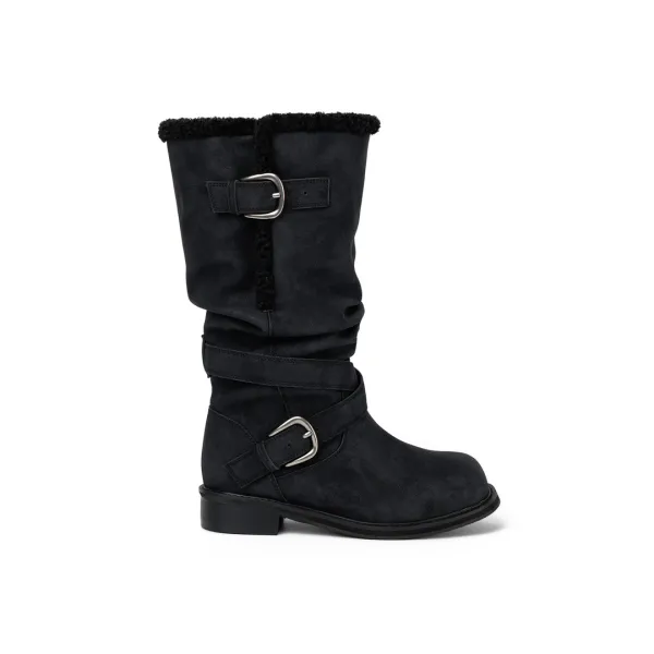 [10/28 예약배송] RAVEN WINTER FOLDABLE BUCKLE BOOTS / BLACK