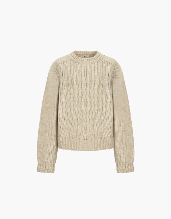 raglan round neck pullover - oatmeal