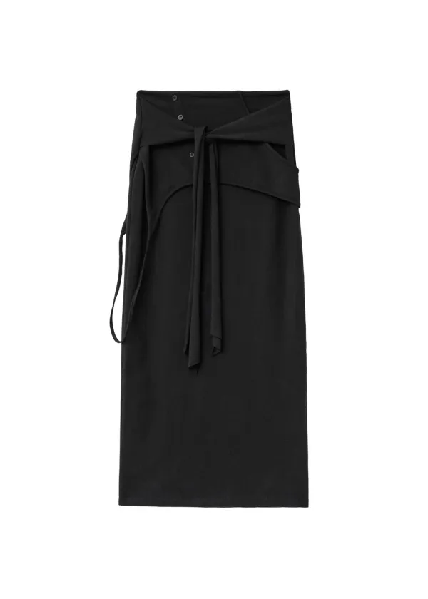 [3RD] OVERLAP TIED SKIRT, BLACK - bohemseo