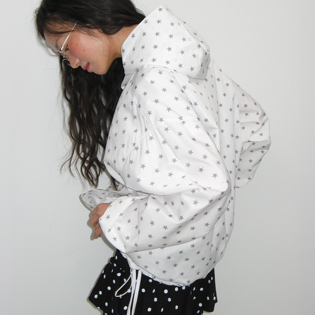론론 HOODED WINDBREAKER JUMPER WHITE STAR 상품 이미지 2