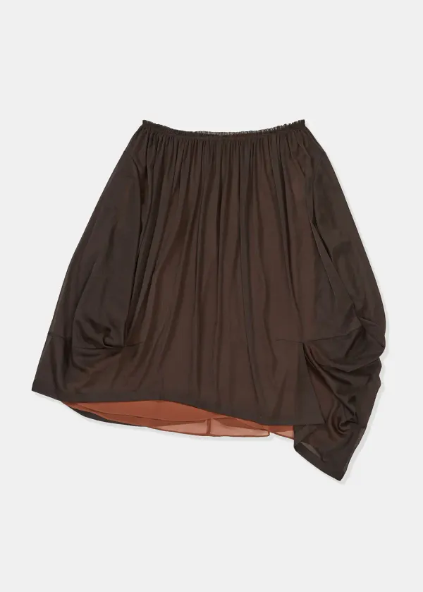 DOUBLE LAYERED VOLUME SKIRT (BROWN)