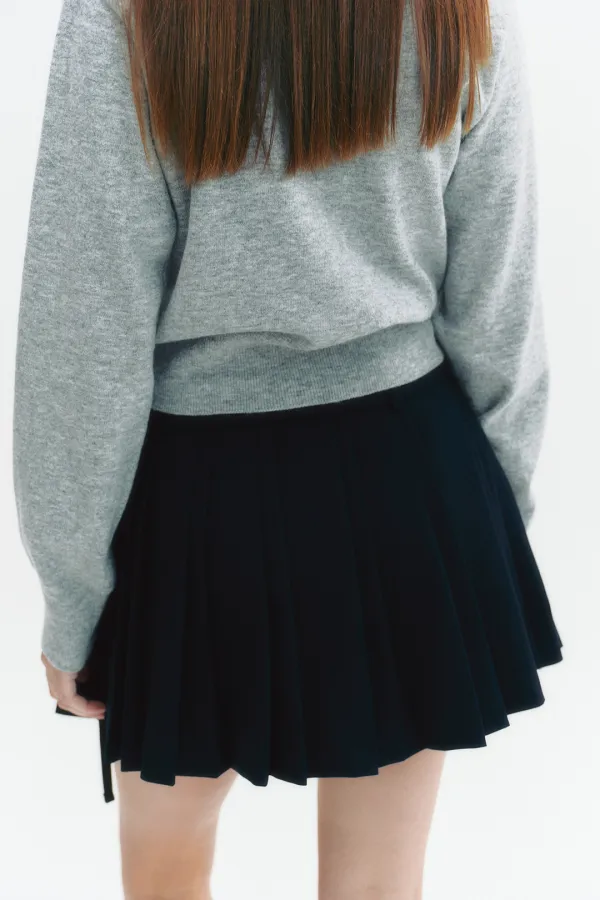 [이즈나 마이 착용] Mini Ribbon Pleats Skirt Navy