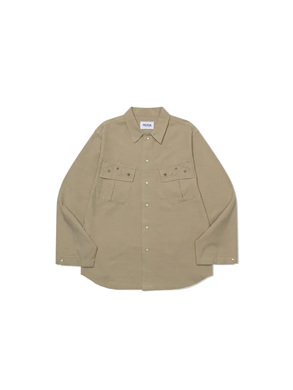 Western Stud Work Shirt Beige_F253ST02