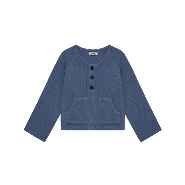 button raglan cardigan - blue