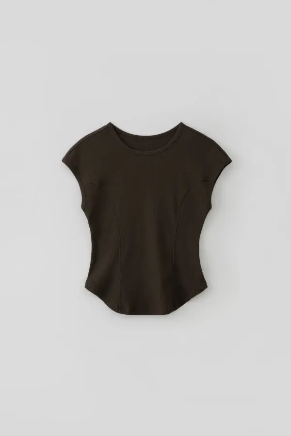 Cap Sleeve T-Shirts_Brown