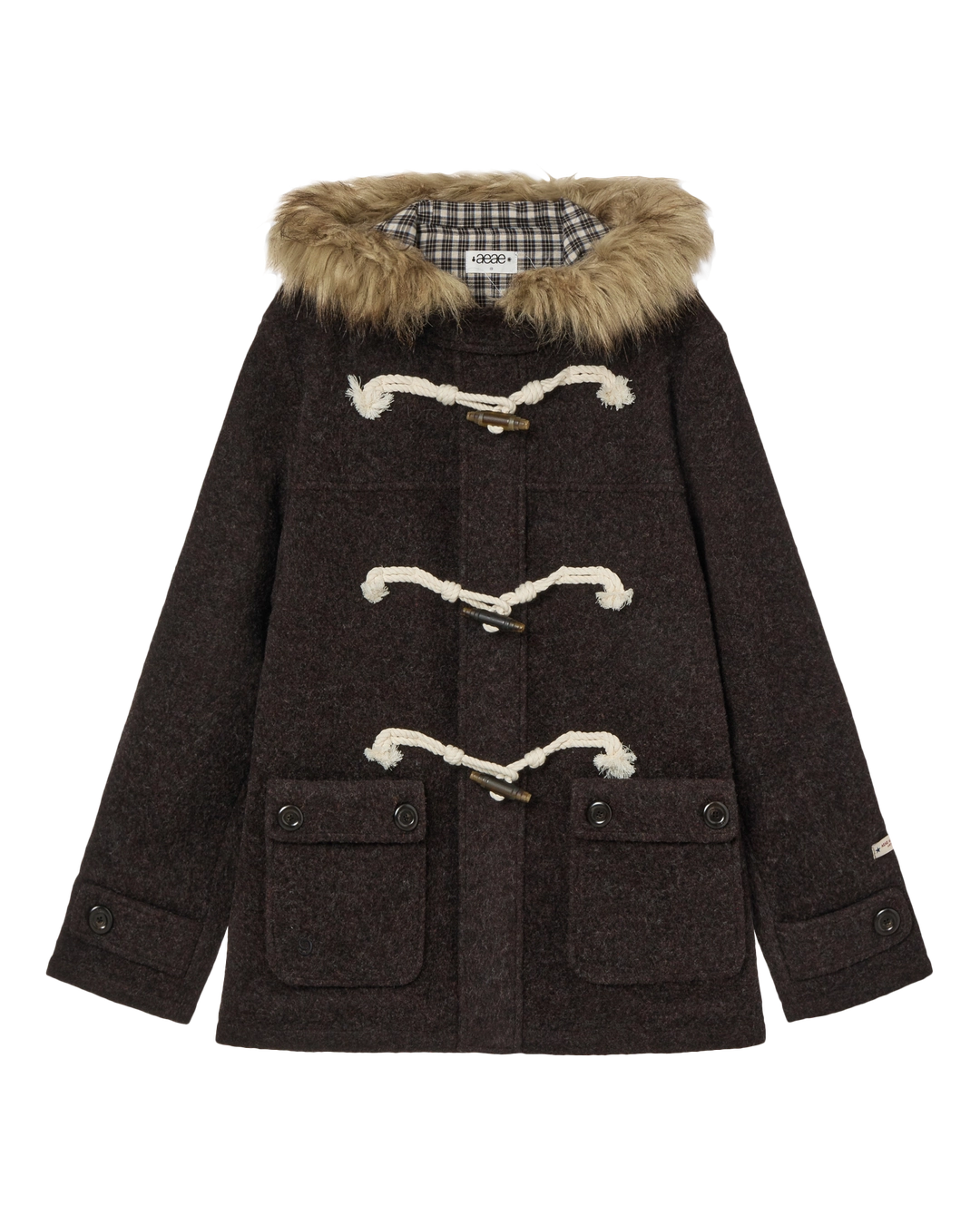 에이이에이이 FUR HOOD DUFFLE COAT [DARK BROWN] 상품 이미지 2