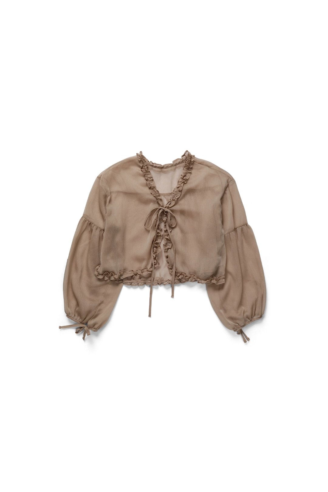 위드아웃썸머 Organza frill blouse_mocha 상품 이미지 1