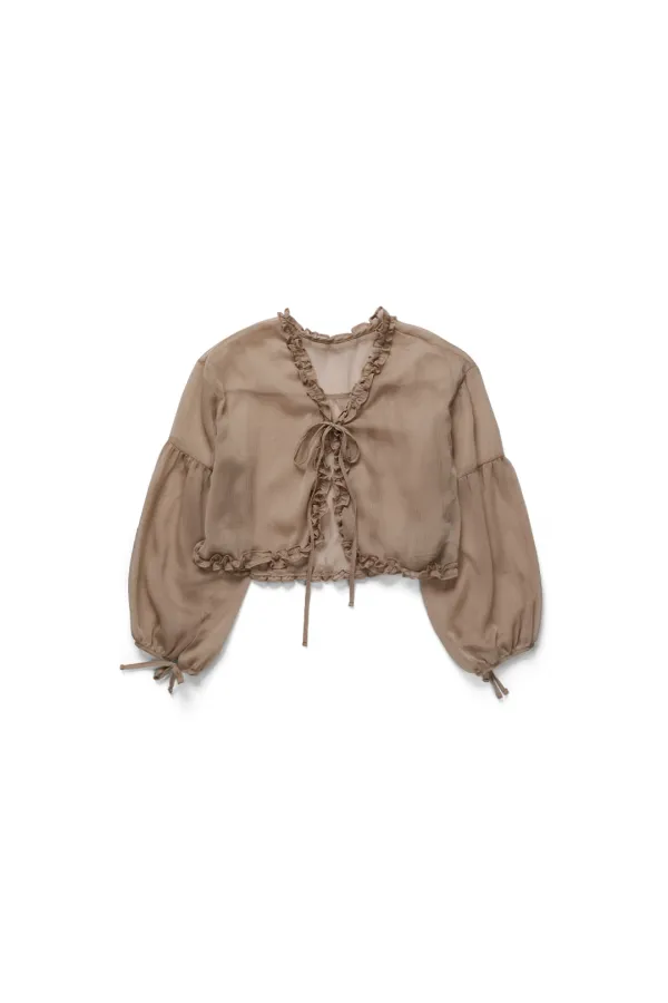Organza frill blouse_mocha