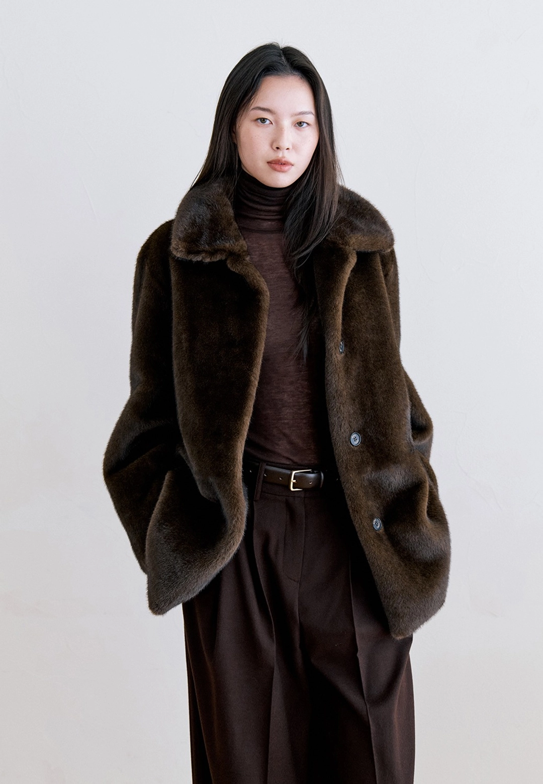 노티아 MINK STANCOLLAR FUR JACKET - BROWN 상품 이미지 2