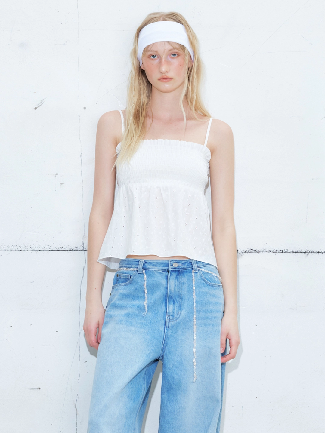 에트몽 Flower Smock Blouse, White 상품 이미지 2