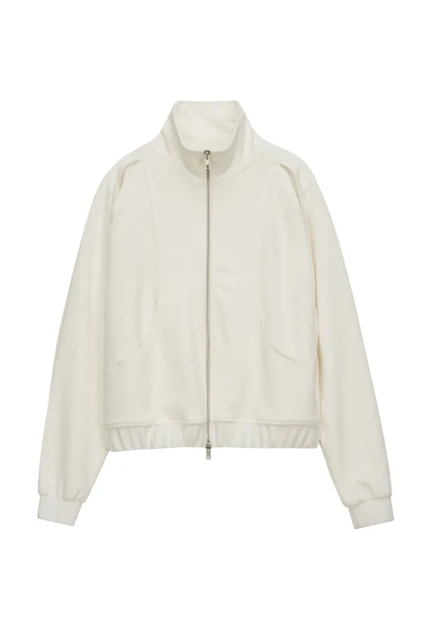 HIGH NECK CUT OUT ZIP-UP (IVORY)