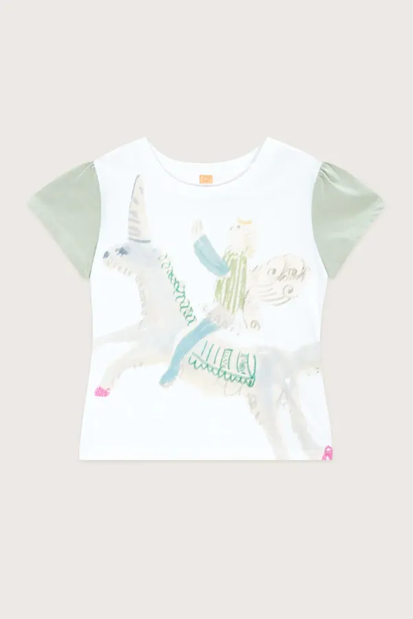 Color Block Unicorn Puff T-Shirt (White)