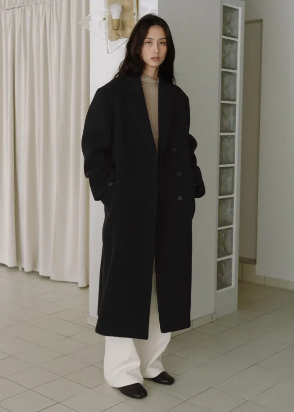 Hairy wool coat (black)