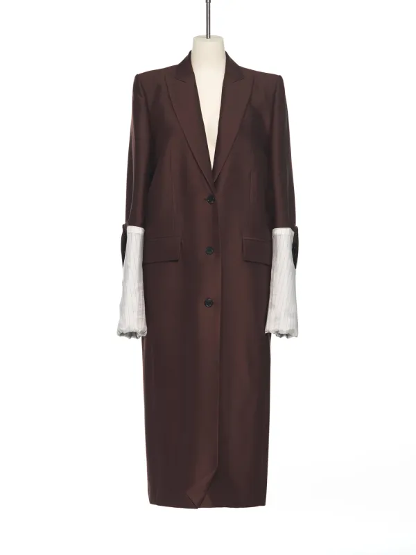 SS25 WINE DETACHABLE SLEEVES LONG COAT