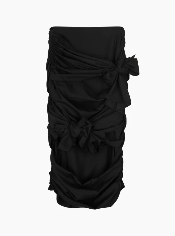 BOW MIDI SKIRT (BLACK)