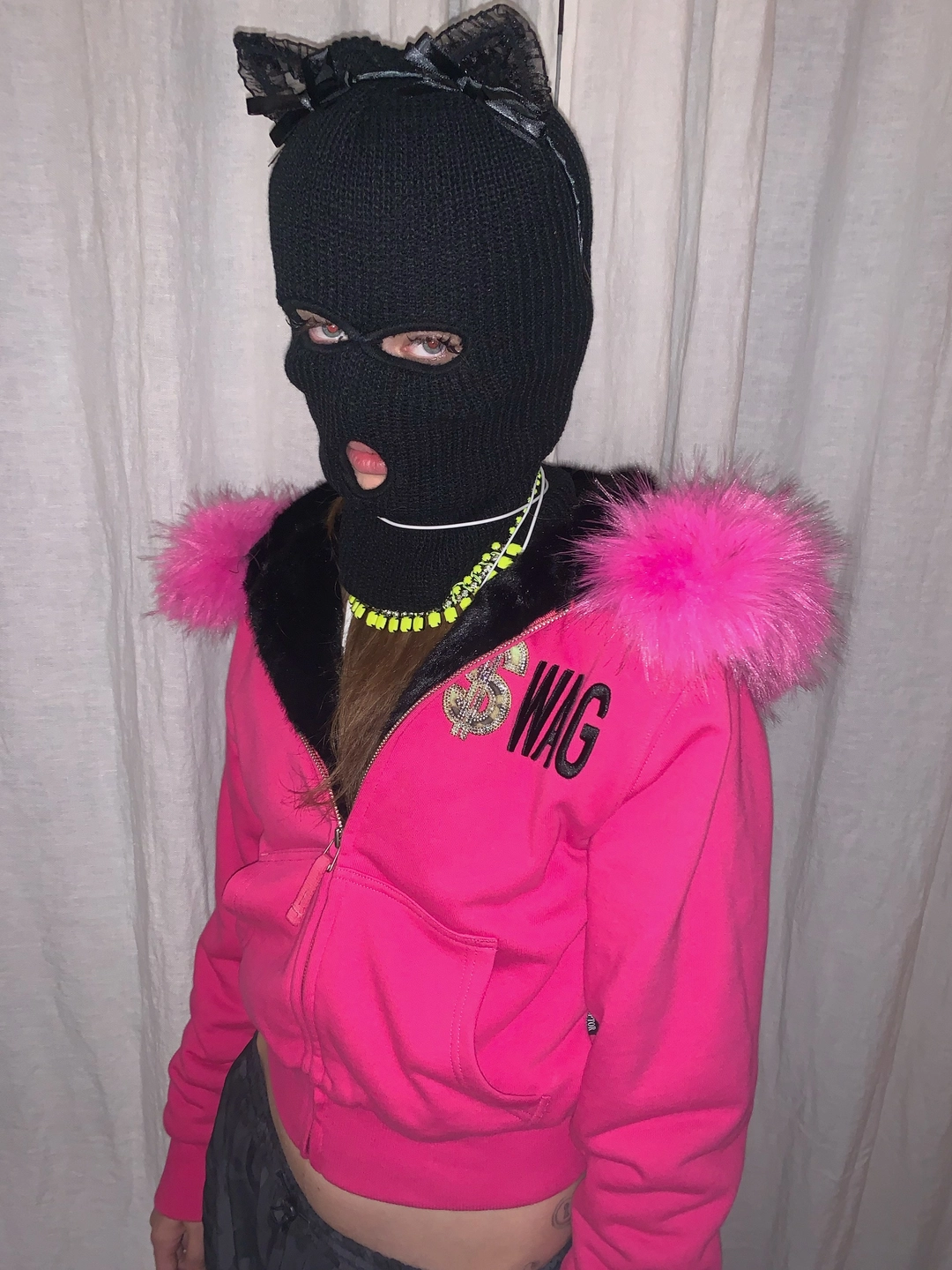 스컬프터 Swag Hooded Zip-Up Jacket Neon Pink 상품 이미지 1