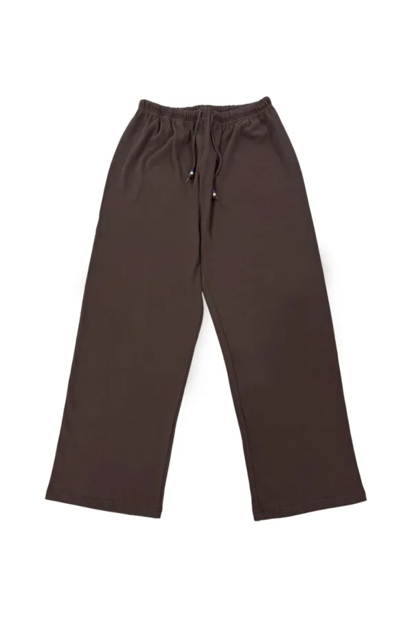 WOOD BEAD WAFFLE PANTS (BROWN)