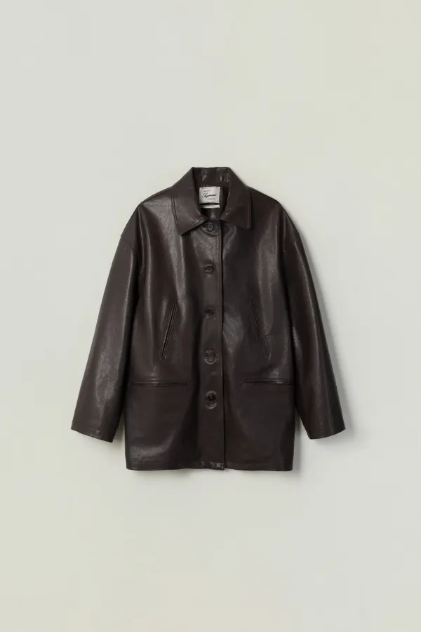 HAMIL LAMSKIN LEATHER JACKET_BROWN