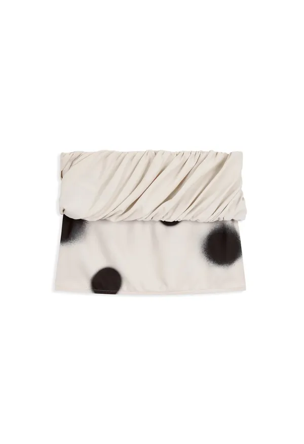 ROLLED WAIST DOT MINI SKIRT, BEIGE