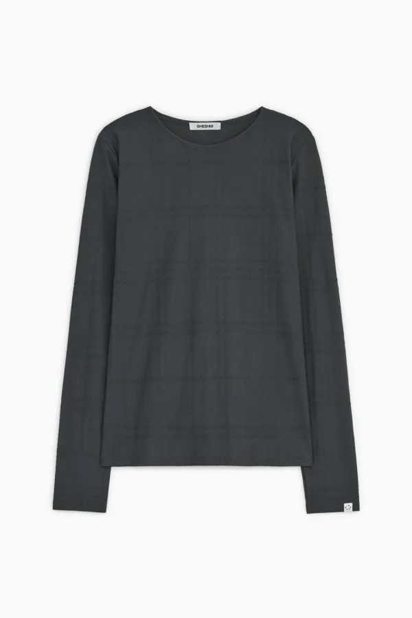 [10/6 SOON] JACQUARD PATTERN LONG SLEEVE, CHARCOAL